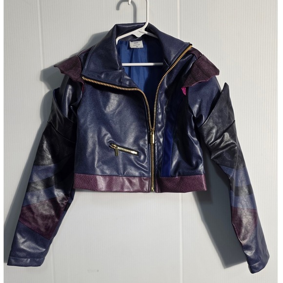 Disney Other - Disney Descendants 3 Mal Purple Faux Leather Moto Jacket Kids Medium Heart Back